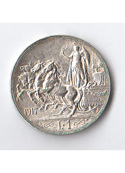 1917 1 Lira Quadriga briosa Discreta Conservazione Vittorio Emanuele III